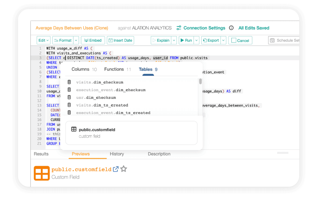 Alation's Compose an Intelligent SQL editor