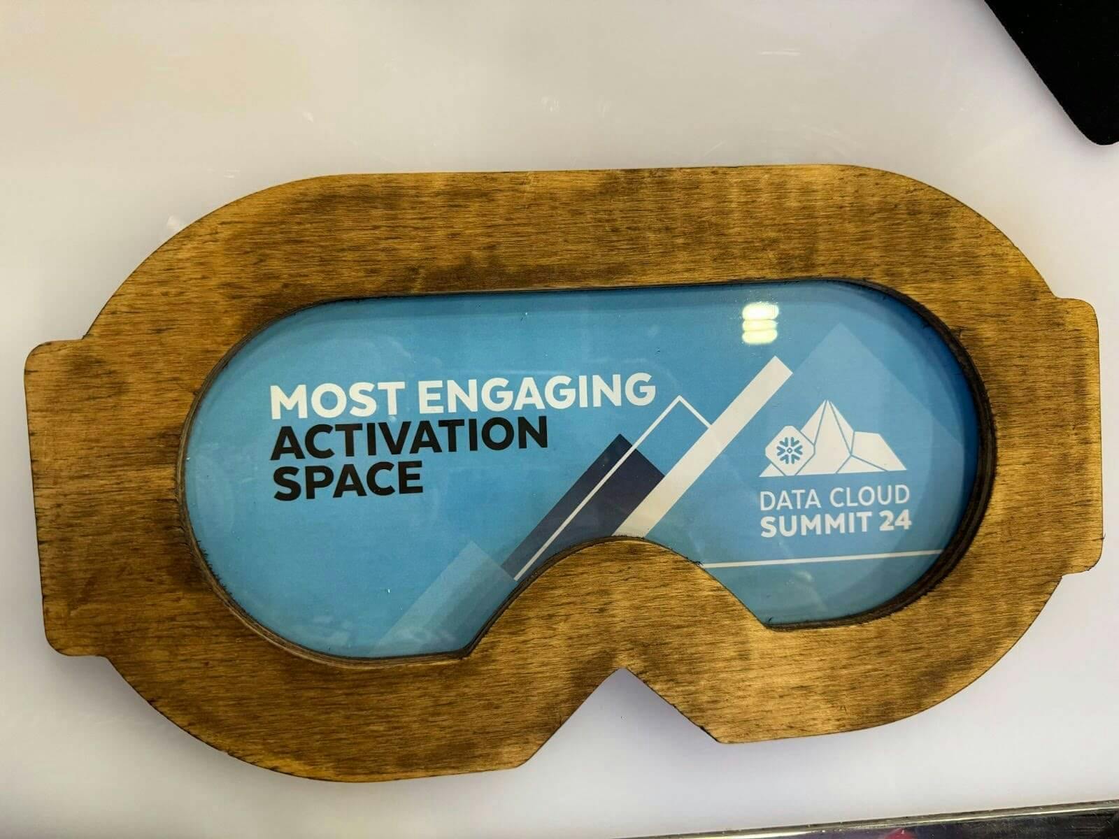 Alation's award for most engaging activation space at Snowflake Summit 2024.