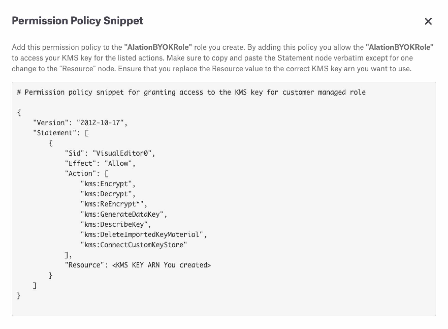 Permission policy in the Alation Catalog user interface